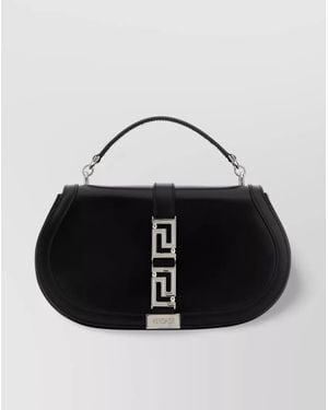 Versace Greca Goddess Leather Shoulder Bag - Black