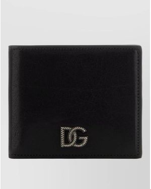 Dolce & Gabbana Bi-Fold Leather Wallet Featuring Compact Shape - Black
