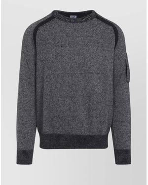 C.P. Company Sweater With Contrast Trim And Patch Pocket - Gray