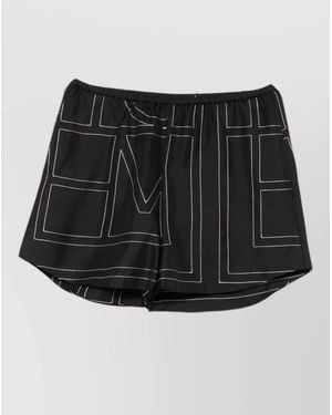 TOTEME Silk Monogram Lounge Shorts Mid Rise - Black