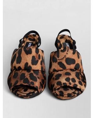 Dolce & Gabbana Leopard Keira Quilted Nylon Slingback Pumps - Brown