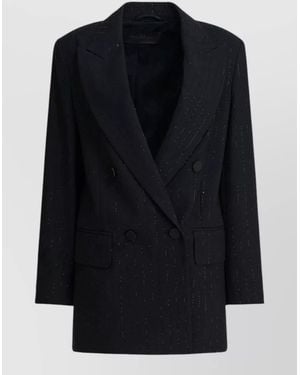Max Mara Jacket Button Detail Flap Pockets Lapels - Black