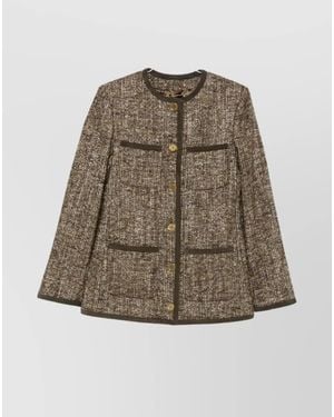 Golden Goose Wool Tweed Crew Neck Jacket - Natural
