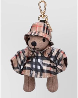 Burberry Check Pattern Key Holder Charm - White