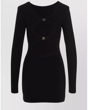 ROTATE BIRGER CHRISTENSEN Logo Jersey Dress Featuring Cut-Out Design - Black