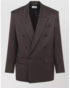 Saint Laurent Double Breasted Silk Tailored Jacket - Black