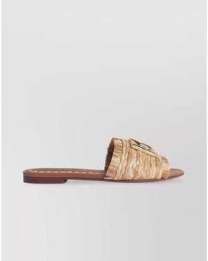 Dolce & Gabbana Raffia Braided Slide Sandals - Natural