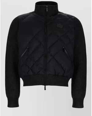 Burberry Kelsley Quilted Jacket High Collar Ribbed - Black