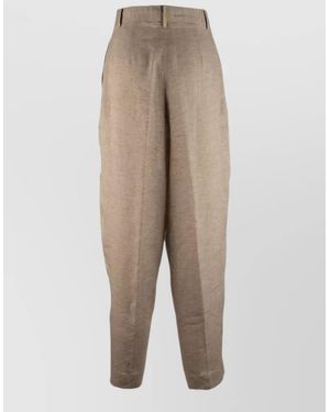 Fabiana Filippi Trousers Tailored Belt Loops Pleated Design Pockets - Natural