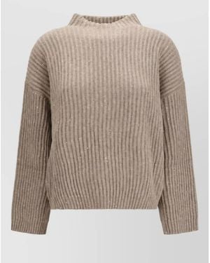 Brunello Cucinelli Wool Turtleneck Sweatshirt - Natural