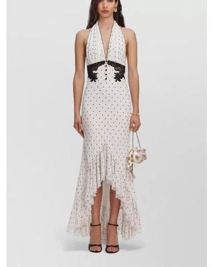 Self-Portrait Polka-Dot Halterneck Maxi Dress - White