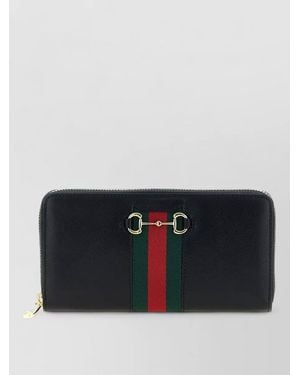 Gucci Horsebit Web Leather Clutch Wallet - Black