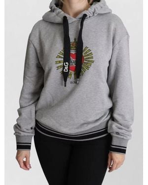 Dolce & Gabbana Hooded Logo Jumper Heart Print - Grey