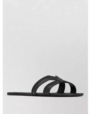Saint Laurent Mabrouka Leather Slides Flat Open Toe - Multicolour