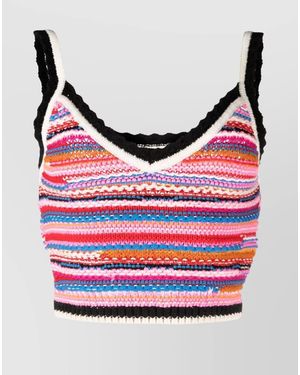 DSquared² Striped Crochet-Knit Vest - Pink