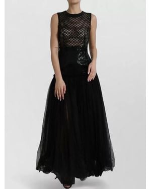 Dolce & Gabbana Sequined Sleeveless Maxi Dress - Black