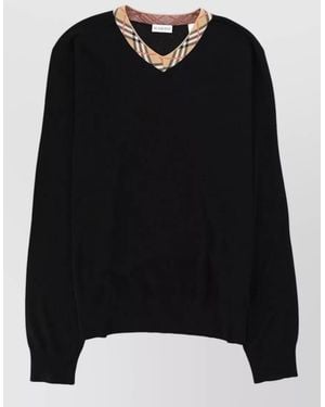 Burberry Merino Wool V-Neck Regular-Fit Sweater - Black