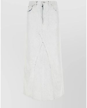 Maison Margiela Denim High-Rise Midi Skirt - White