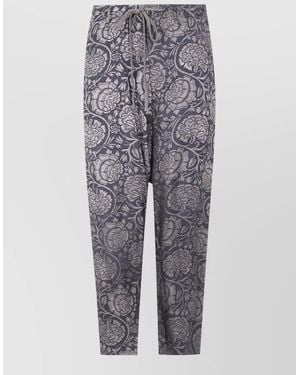 Uma Wang Perch Moulay Trousers Floral Pattern Pockets - Grey