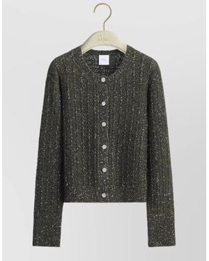 Dior Sequin Knit Cardigan Jacket Long Sleeves - Black