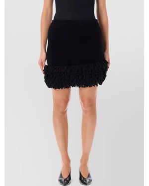 Loewe Wool Blend Textured Asymmetric Mini Skirt - Black