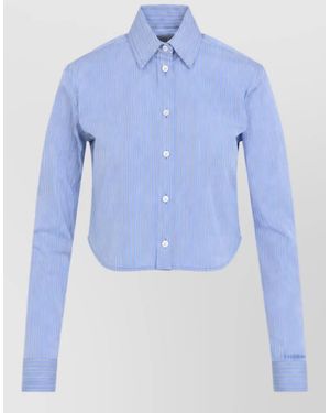 Balenciaga Striped Cropped Shirt - Blue