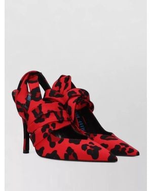 The Attico Leopard Print Fabric Heeled Sandals - Red