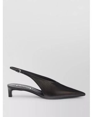 Jil Sander Pointed Toe Kitten Heel Slingback Court Shoes - Grey