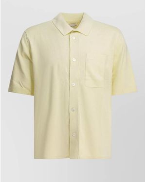 Norse Projects Rollo Polo Shirt Chest Pocket Ribbed Collar - Natural