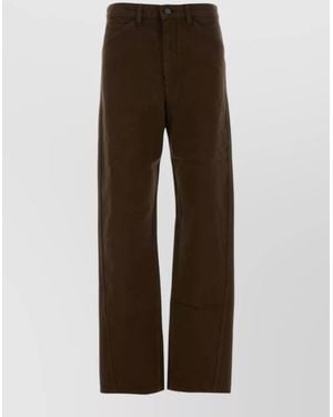 Lemaire Wide Leg Denim Jeans Belt Loops Pockets - Brown