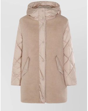 Herno Hooded Quilted Down Jacket And Pockets - Natural
