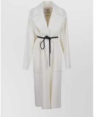 Max Mara Asymmetrical Draped Coat Belted - White