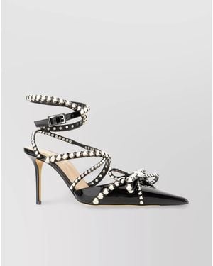 Mach & Mach Leather Crystal-Embellished Court Shoes - Metallic