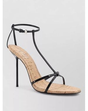 Paris Texas Lidia Leather Cork Platform Sandals High - Black