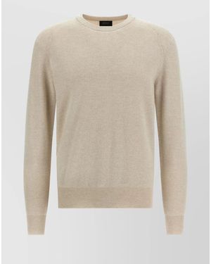 Brioni Ribbed Crew Neck Jumper - Natural