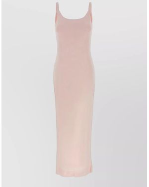 Jacquemus Midi Dress Knot Detail Scoop Neckline - White