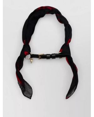 McQueen Skull Ring Silk Scarf Belt - White