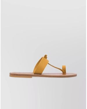 K. Jacques Toe Loop Leather Sole Flat Sandals - Metallic