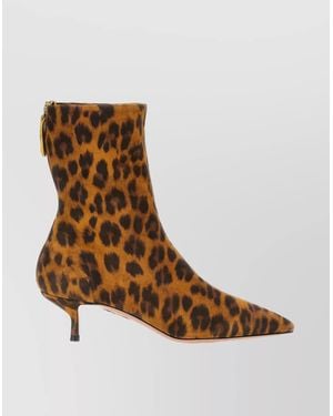 Aquazzura 'Leopard Print' Kitten Heel Ankle Boots - Brown