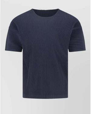 Homme Plissé Issey Miyake Short Sleeve Crew Neck Ribbed T Shirt - Blue