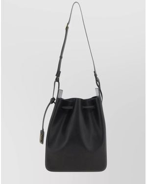 Saint Laurent Spacious Leather Bucket Style Bag - White