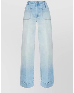 Victoria Beckham Alina Regular Fit Denim Pants Five Pockets - Blue
