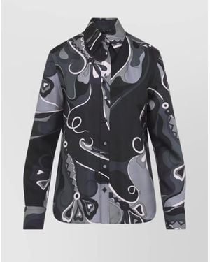 PUCCI Silk Printed Long-Sleeve Shirt - Grey