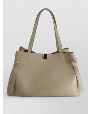 Yuzefi Gyoza Knot Detail Leather Tote Bag - Natural