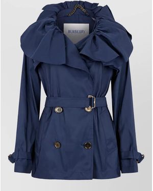 Burberry Belted Short Trench Coat - Blue