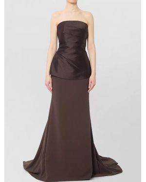 Solace London Alia Strapless Maxi Dress Draped Bodice - Brown