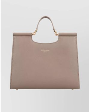 Dolce & Gabbana Sicily Small Leather Tote Bag - Natural