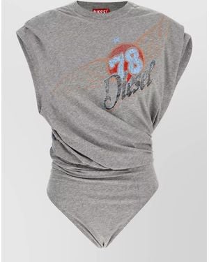 DIESEL Printed Draped Bodysuit - Grey