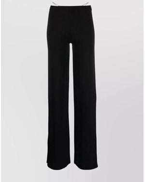 Gcds Crystal Embellished Mid Rise Flared Wide Leg Trousers - Black