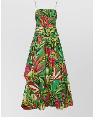 FARM Rio Tropical Dream Maxi Dress Ruched Bodice - Green